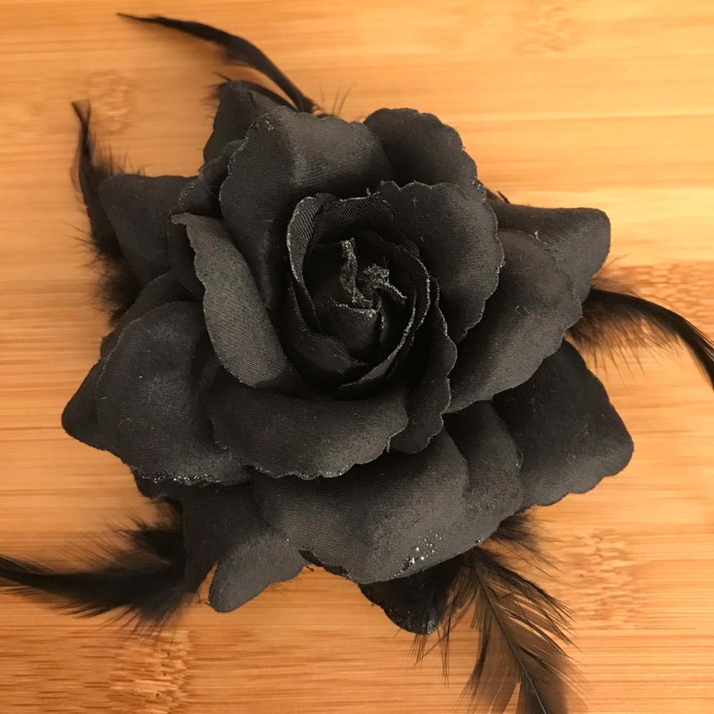 Vintage Satin Black Rose Pin